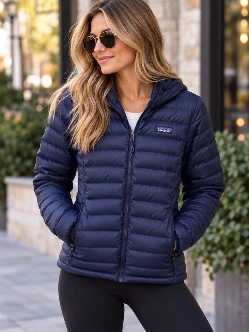 Patagonia Navy Women's Hooded Puffer Jacket